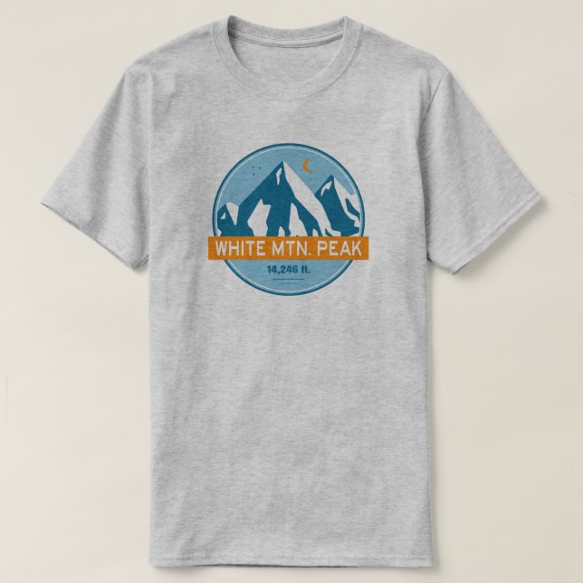 T-shirt White Mountain Peak California Stars Moon (Design devant)