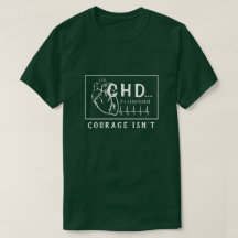 White on Dark Heart croquis CHD EKG Courage T-shir
