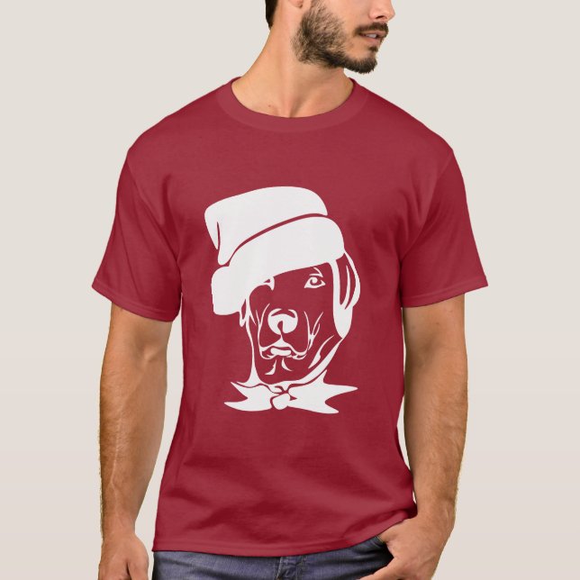 T-shirt White Print Christmas Doggy (Devant)