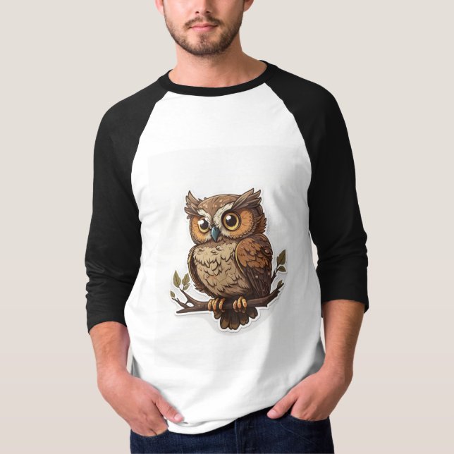 T-shirt White t shirt with beautiful owl (Devant)