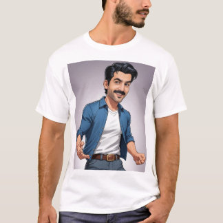 T-shirt White T shirt with blue photo 