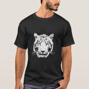 T-shirt White Tiger Head Wild Chat Lover Zoo animal Retro 