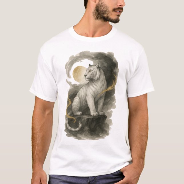 T-shirt 【White Tiger Japanese Ink Art T-Shirt】 (Devant)