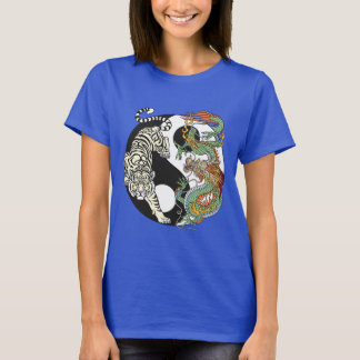 T-shirt White tiger versus green dragon in the yin yang