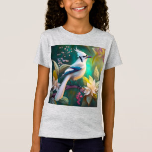 T-Shirt White Tufé Turquoise Wing Jay Imaginaire Bird