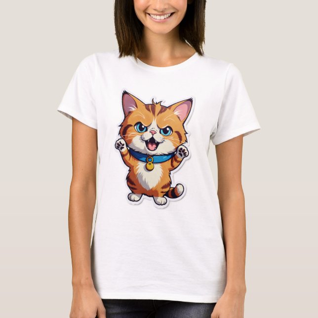 T-shirt Why So Silent? – Confused Cat Sticker (Devant)
