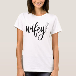 T-shirt Wifey écriture moderne blanc femmes