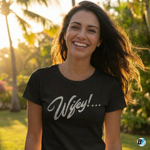 T-shirt Wifey moderne noir Script femmes
