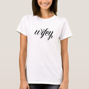 T-shirt Wifey moderne noir Script femmes blanches