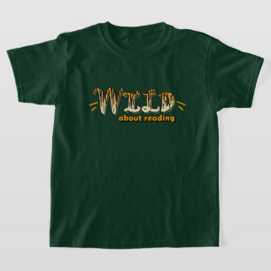 T-shirt Wild About Reading-Orange Tiger Stripes Typographi