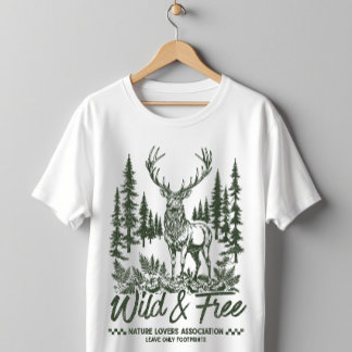 T-shirt Wild and Free Deer Forest Nature