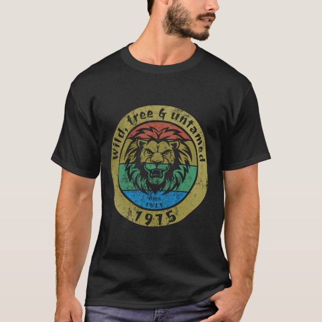 T - Shirt "wild, frei & ungezähmt seit 07/1975" (Vorderseite)
