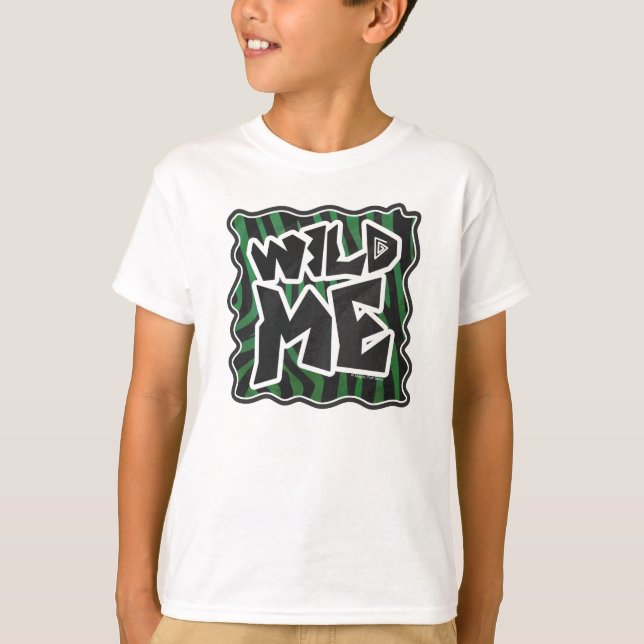T-shirt Wild Me vert et noir zèbre modèle (Devant)