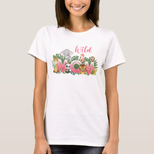 T-shirt Wild Mom Jungle Safari Animaux de famille jumelage