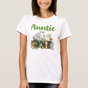 T-shirt Wild One Auntie Jungle Safari Famille d'anniversai