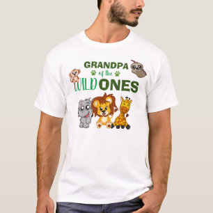 T-shirt Wild One Jungle Safari Zoo Animal Twins Grand-pa