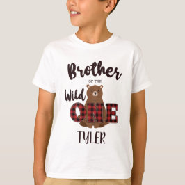 T-shirt Wild ONE Plaid Bear Frère de l'Anniversaire