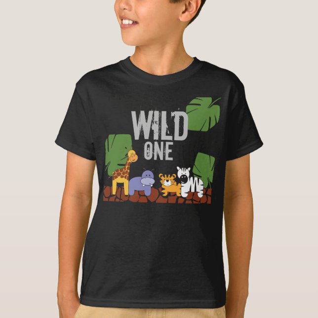 T-shirt WILD ONE Safari Jungle Thème Premier anniversaire  (Devant)