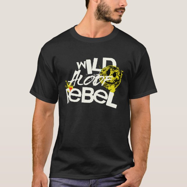 T-SHIRT WILD REBEL ALOOF GRAPHIC GRUNGE TYPOGRAPHY (Devant)
