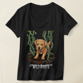 T-shirt Wild Roots – Spooky Golden Retriever Garden Design