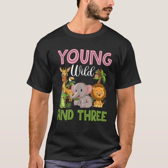 T-shirt Wild Young Et Trois Outfit Toddler Girl Zoo Jungl (Devant)