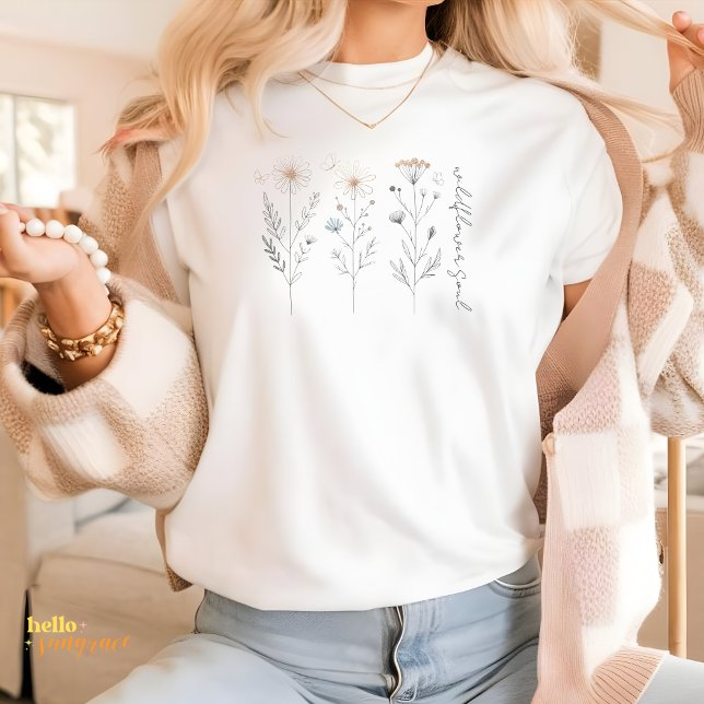 T-shirt Wildflower Soul Line Art Floral (Créateur téléchargé)