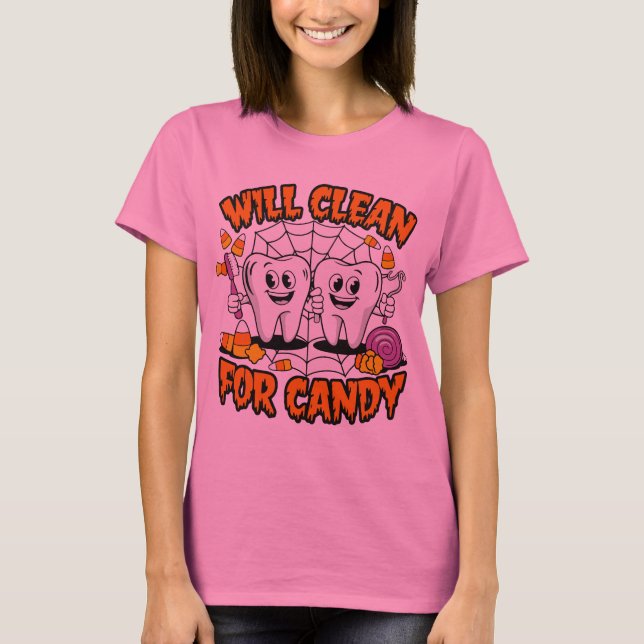 T-shirt Will Clean for Candy - thème humoristique de netto (Devant)