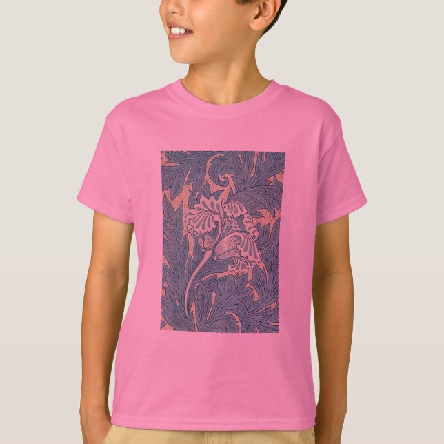 T-shirt William Morris Classique Tulipe Bleu Floral (Devant)