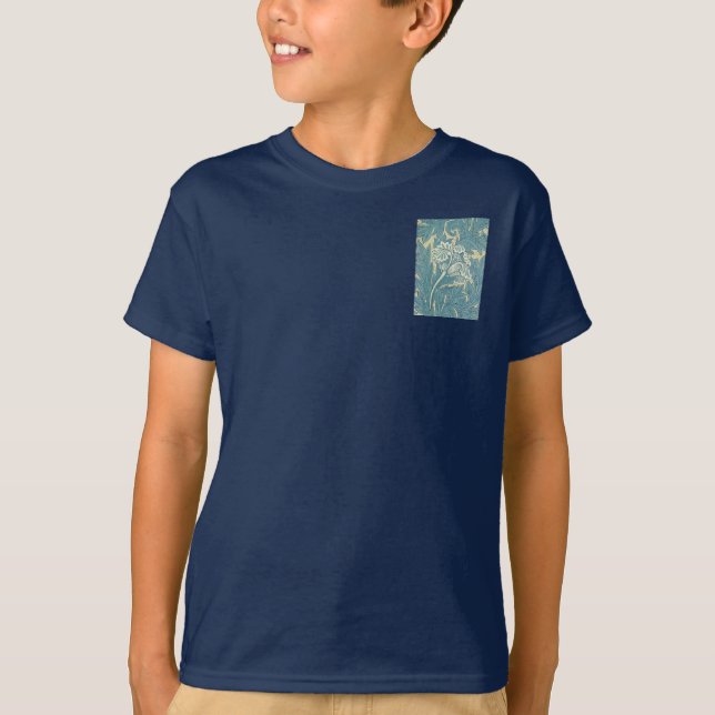 T-shirt William Morris Classique Tulipe Bleu Floral (Devant)