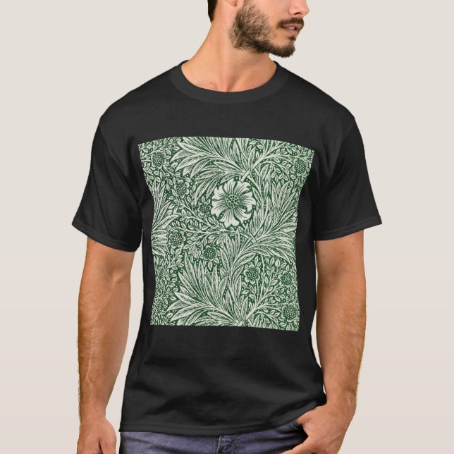 T-shirt william morris marigold fleurs vertes (Devant)