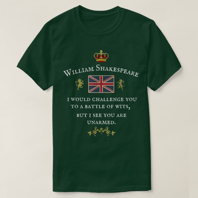 T-SHIRT WILLIAM SHAKESPEARE, ENSEIGNANT DE L'ÉCOLE ANGLAIS (Design devant)