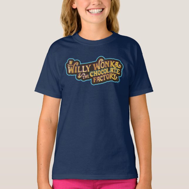 T-shirt Willy Wonka et le logo de l'usine de chocolat (Devant)