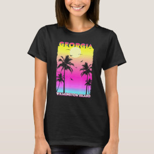 T-shirt Wilmington Island Georgia Ga Coucher de soleil Vin