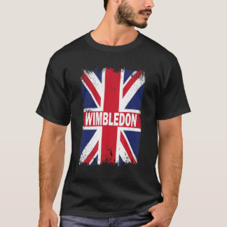 T-shirt Wimbledon - Angleterre ville avec drapeau du Royau