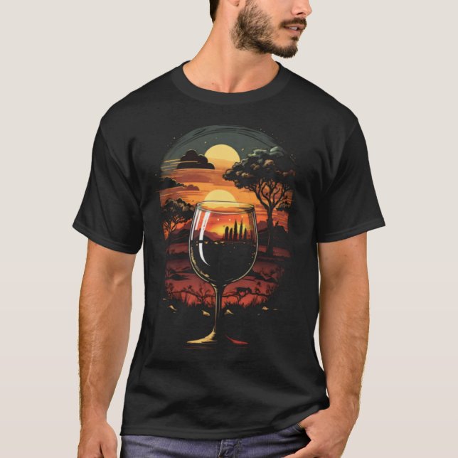 T-shirt Wine Glass Beach Sun Sand Summer Vacation 1 (Devant)