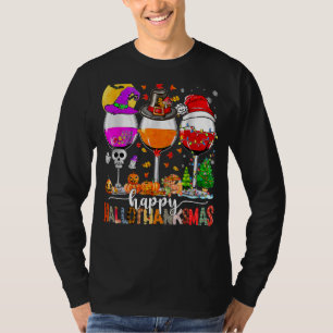 T-shirt Wine Glasses Witch Santa Hat
