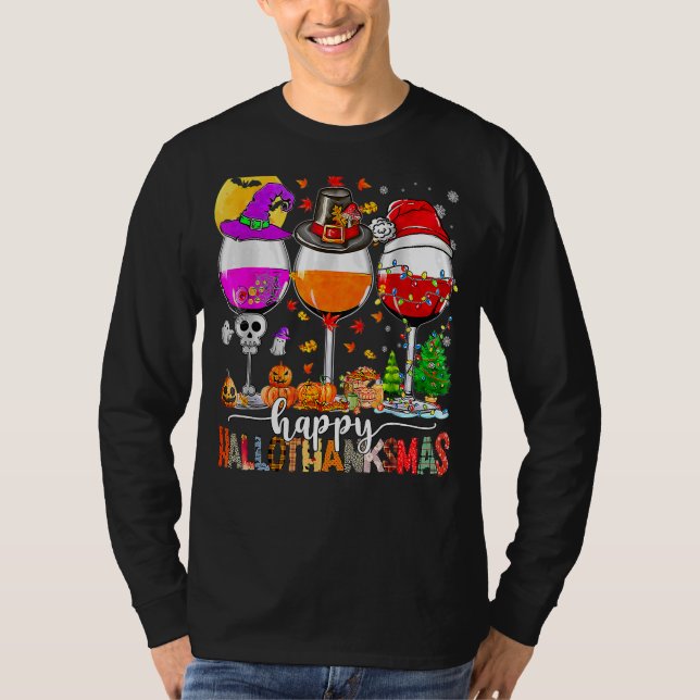 T-shirt Wine Glasses Witch Santa Hat (Devant)