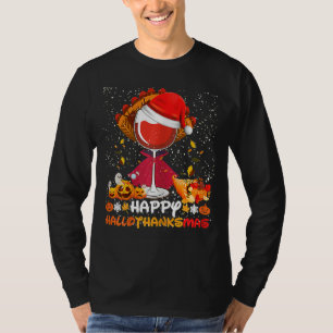 T-shirt Wine Glasses Witch Santa Hat