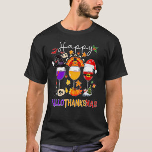 T-shirt Wine Glasses Witch Santa Hat