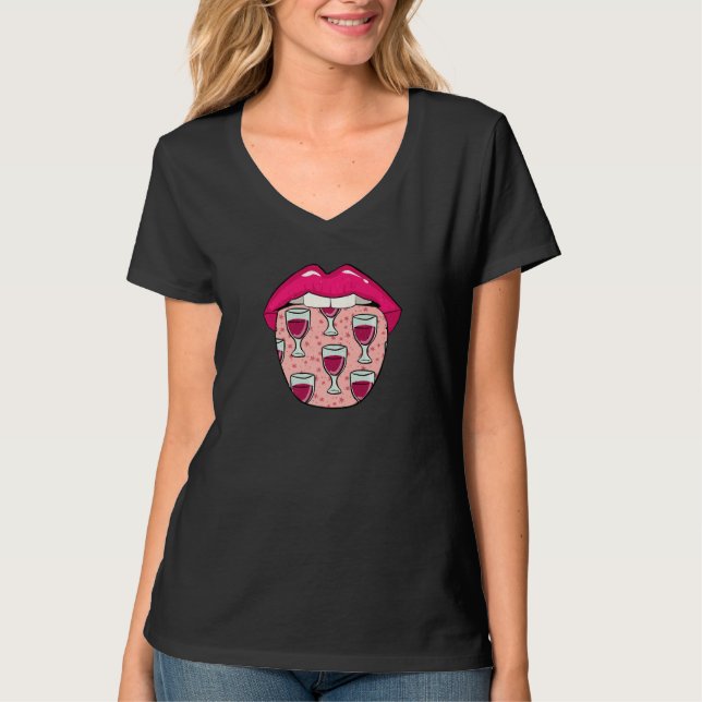 T-shirt Wine Tongue  Alcohol Vino Tasting Drinks Wine (Devant)
