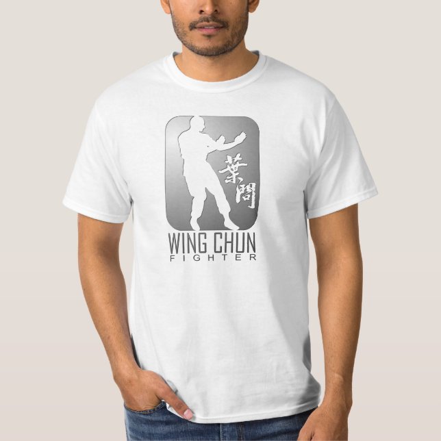 T-shirt Wing Chun Fighter (Argent) (Devant)