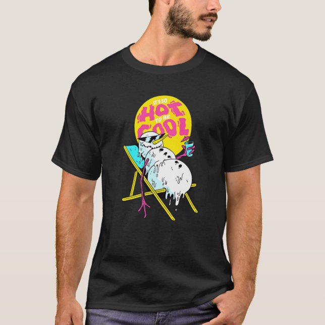 T-shirt Winter Party Deck Chair Parody Melting Snowman (Devant)