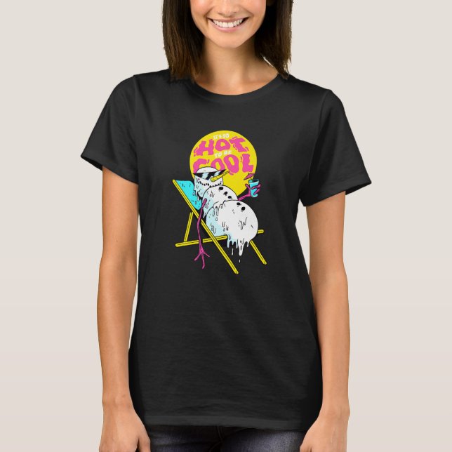 T-shirt Winter Party Deck Chair Parody Melting Snowman (Devant)