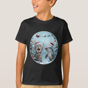 T-shirt Winter Wonderland Noël Chat Dolphin Selfie San