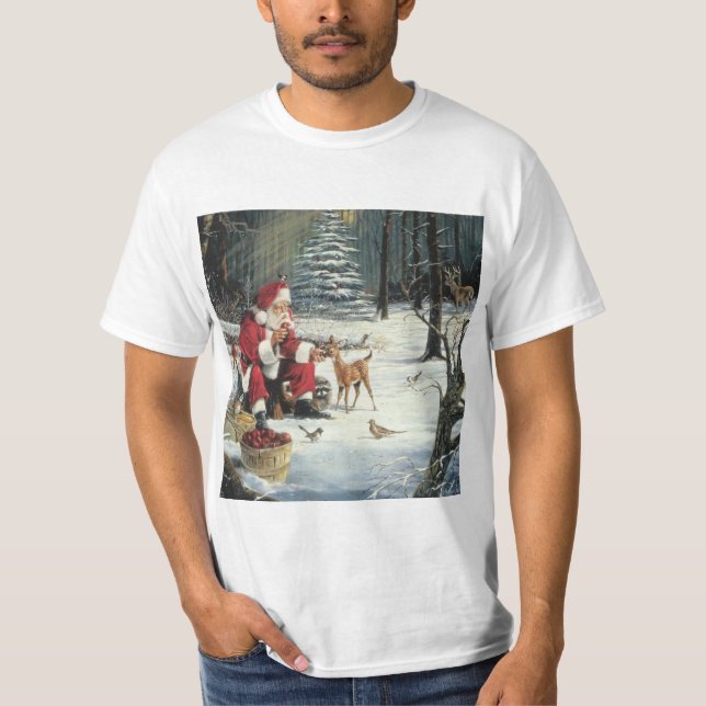 T-shirt Winter Wonderland Noël Père Noël and Deer White (Devant)