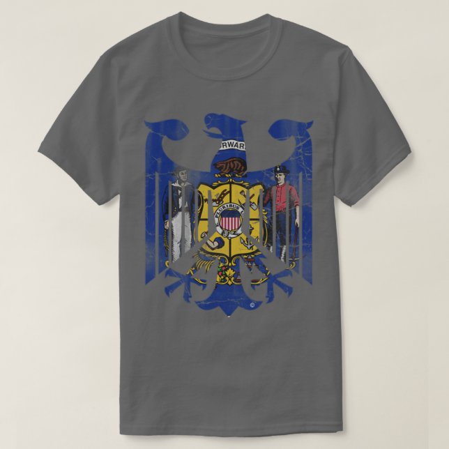 T-shirt Wisconsin Allemand Américain Aigle Patrimoine Fami (Design devant)