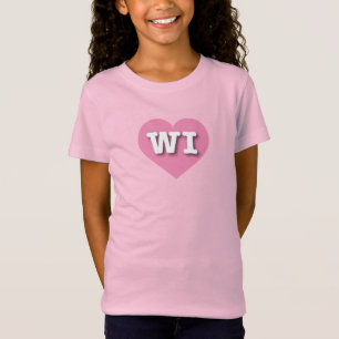 T-Shirt Wisconsin Coeur rose - J'aime WI