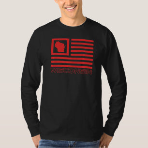 T-shirt Wisconsin Forme Carte Usa Drapeau Badger State Wis