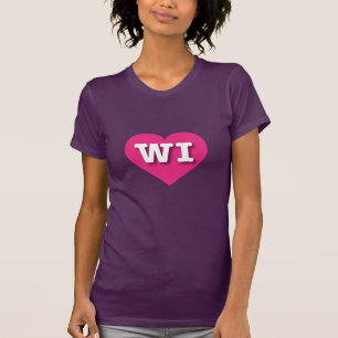 T-shirt Wisconsin Hot Pink Heart - I love WI
