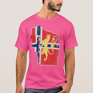 T-shirt Wisconsin Norwegian American Norge Norvège Drapeau